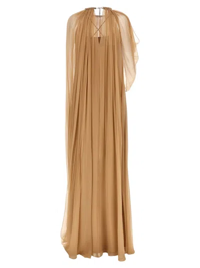 Alberta Ferretti Flowing Chiffon Gown Halter Neckline In Brown