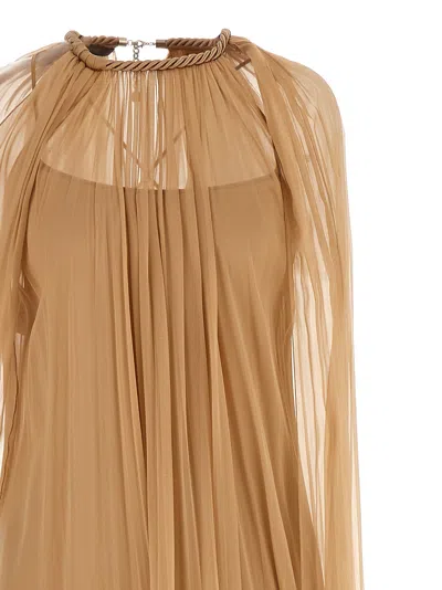 Alberta Ferretti Flowing Chiffon Gown Halter Neckline In Brown