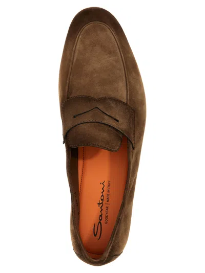 Santoni Suede Carlos Penny Loafers