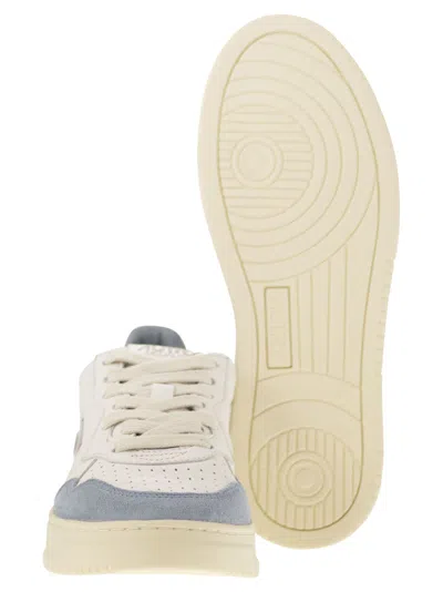 Autry Medalist Low White Leather And Suede Sneakers In Powder In Multi