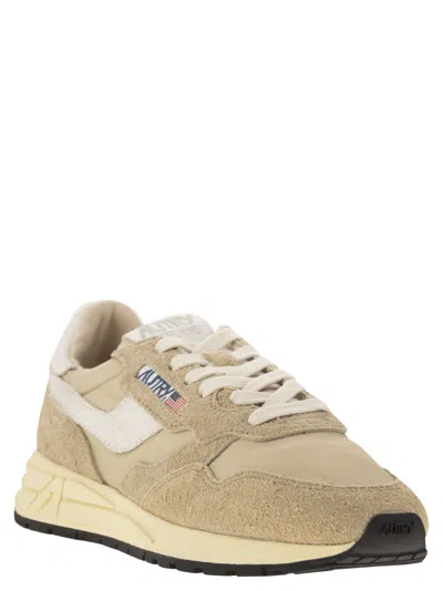 Autry Reelwind Low Nylon And Leather Craquele Pepper And White Sneakers