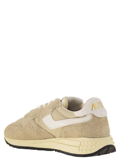 Autry Reelwind Low Nylon And Leather Craquele Pepper And White Sneakers