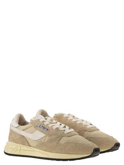 Autry Reelwind Low Nylon And Leather Craquele Pepper And White Sneakers