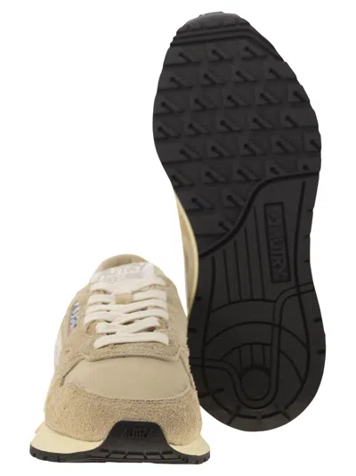 Autry Reelwind Low Nylon And Leather Craquele Pepper And White Sneakers