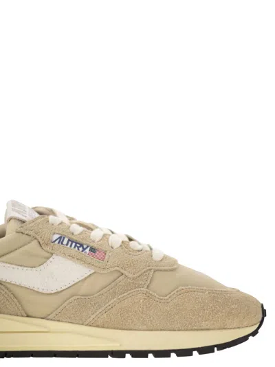 Autry Reelwind Low Nylon And Leather Craquele Pepper And White Sneakers