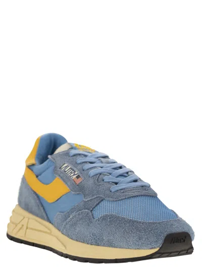 Autry Reelwind Nylon And Suede Low-profile Sneakers In Blue