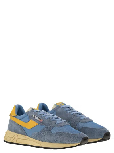 Autry Reelwind Nylon And Suede Low-profile Sneakers In Blue