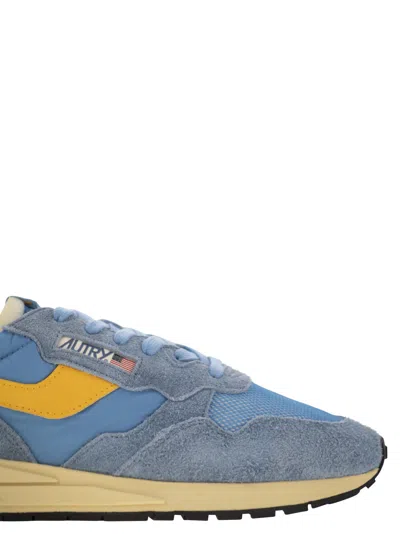 Autry Reelwind Nylon And Suede Low-profile Sneakers In Blue