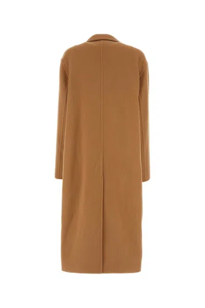 Bally Cappotto In Misto Lana Caramello Donna