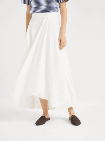 Brunello Cucinelli Long Cotton Skirt With Asymmetric Draped Detailing