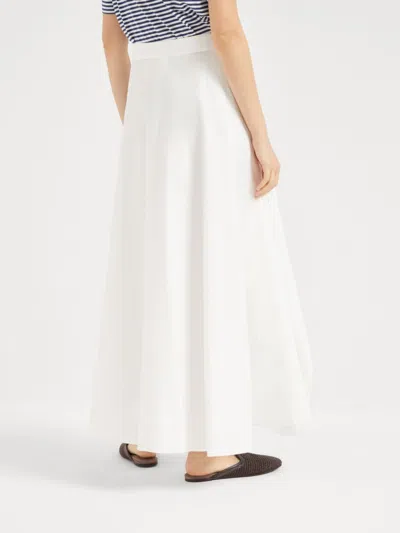 Brunello Cucinelli Long Cotton Skirt With Asymmetric Draped Detailing