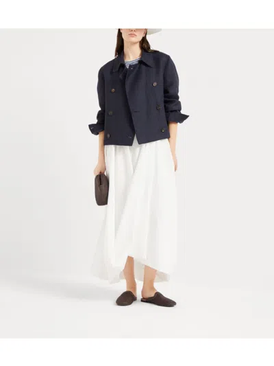 Brunello Cucinelli Long Cotton Skirt With Asymmetric Draped Detailing