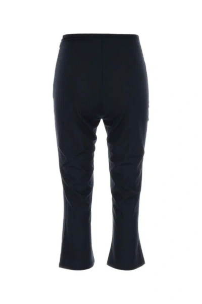 Alessandra Rich Wool Capri Pant With Cropped Length And Flared Hem In Blue