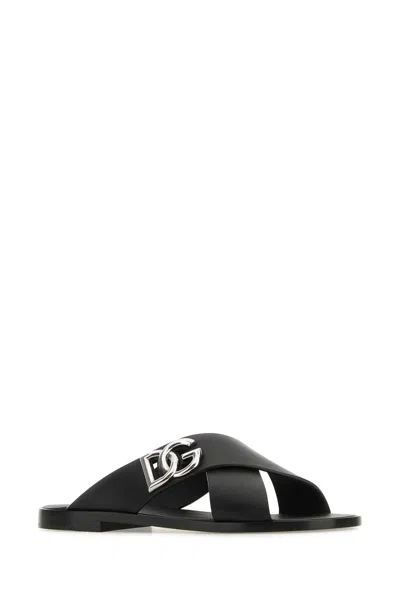 Dolce & Gabbana Leather Sandal In Black