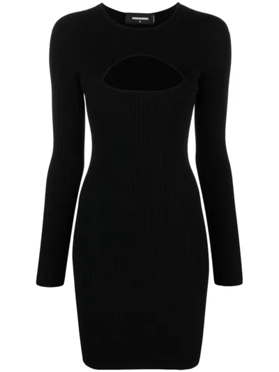 Dsquared2 Ribbed Texture Crew Neck Mini Dress