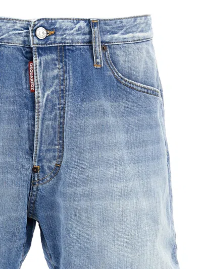 Dsquared2 Blue Jeans With Five-pocket Design And Logo Patch On The Back In Denim Man