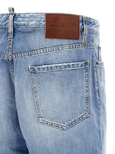 Dsquared2 Blue Jeans With Five-pocket Design And Logo Patch On The Back In Denim Man