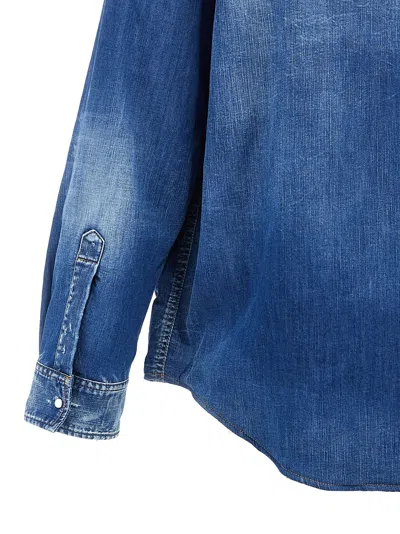 Dsquared2 Hooded Denim Jacket Zip Pockets In Blue