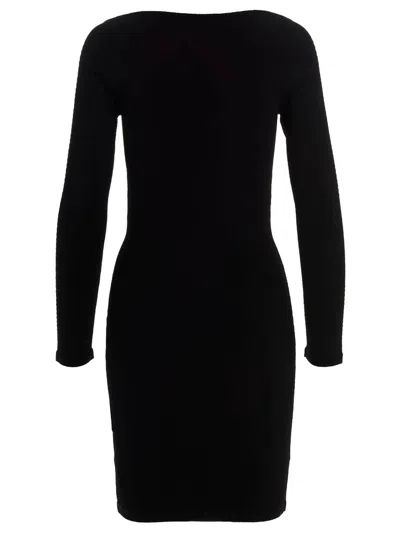Dsquared2 Ribbed Knee-length Dress Crew Neckline In Black