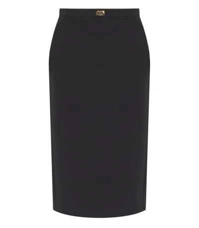 Elisabetta Franchi Longuette Skirt With Satin Side Bands