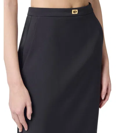 Elisabetta Franchi Longuette Skirt With Satin Side Bands