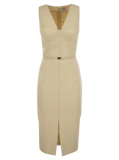 Elisabetta Franchi Crepe Bustier Dress With Contrasting Topstitching