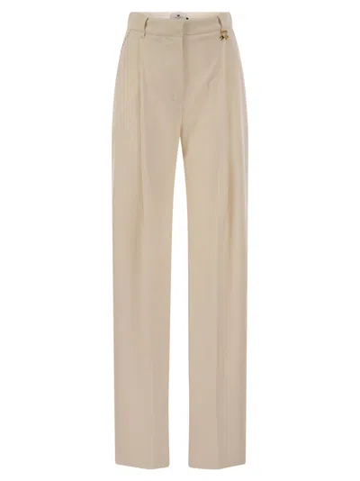 Elisabetta Franchi Crepe Trousers With Contrast Stitching