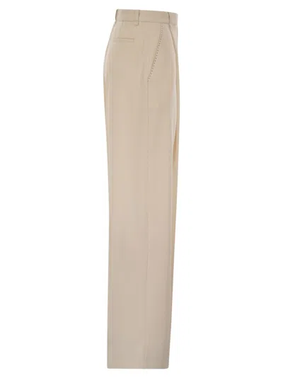 Elisabetta Franchi Crepe Trousers With Contrast Stitching