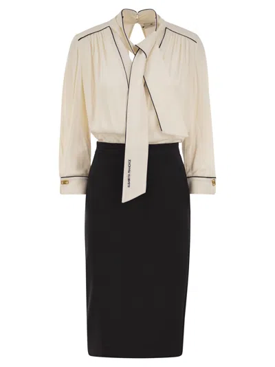 Elisabetta Franchi Viscose Blend Midi Dress With Detachable Skirt