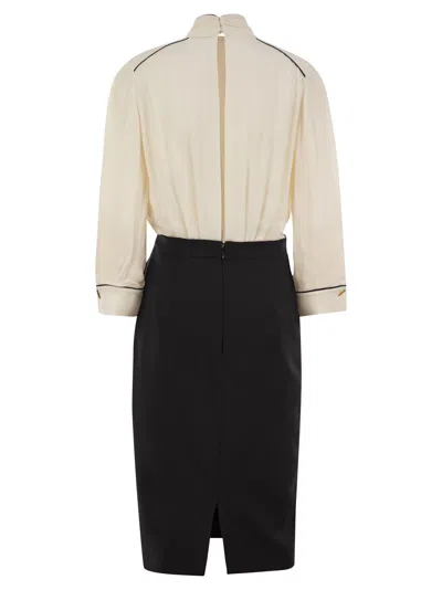 Elisabetta Franchi Viscose Blend Midi Dress With Detachable Skirt