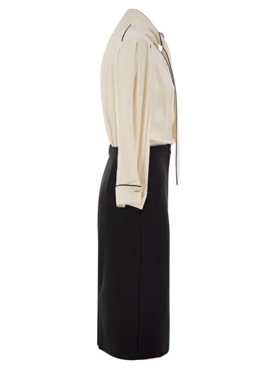 Elisabetta Franchi Viscose Blend Midi Dress With Detachable Skirt