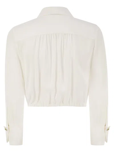 Elisabetta Franchi Georgette Cropped Shirt With Elastic Band