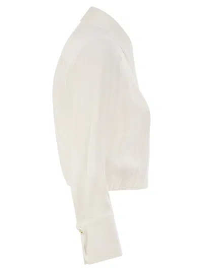 Elisabetta Franchi Georgette Cropped Shirt With Elastic Band