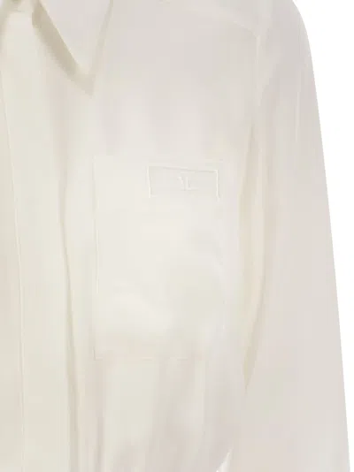 Elisabetta Franchi Georgette Cropped Shirt With Elastic Band