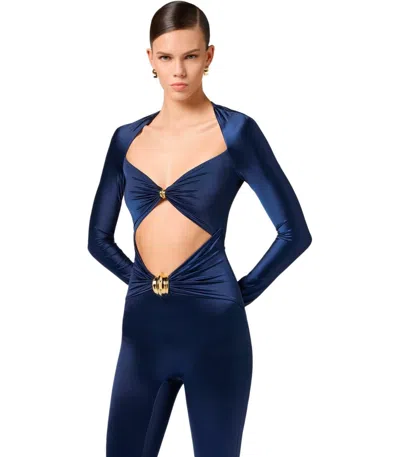 Elisabetta Franchi Oltremare Jumpsuit With Maxi Bow