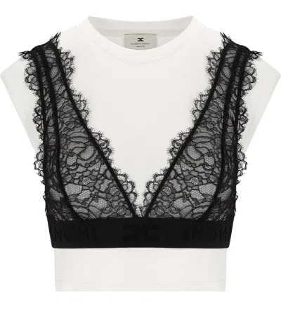 Elisabetta Franchi Blackwhite Bralette T-shirt