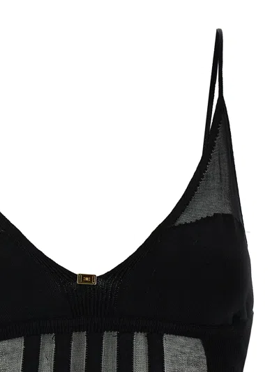 Elisabetta Franchi Slim-fit Knit Top With Transparent Panels