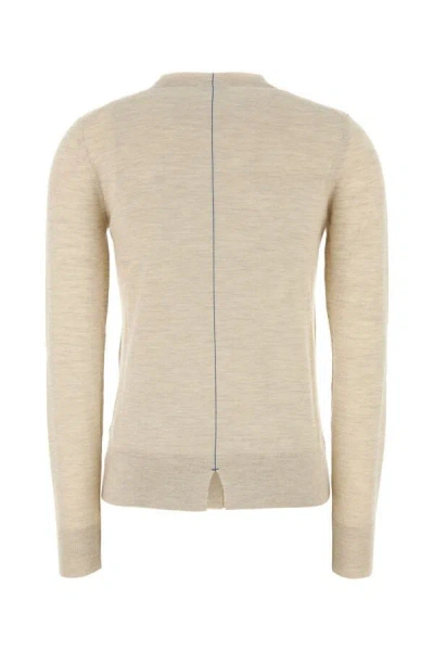 Burberry Sand Wool Cardigan With Ribbed Cuffs And Hem In Brown