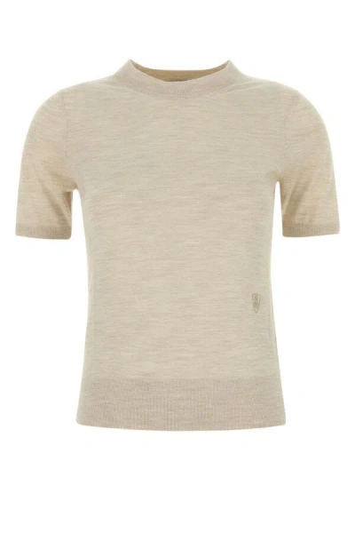 Burberry Women Sand Wool T-shirt In Brown