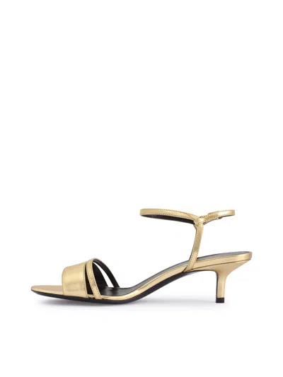 Celine Women's Metallic Lambskin Sandal 50 In Silver