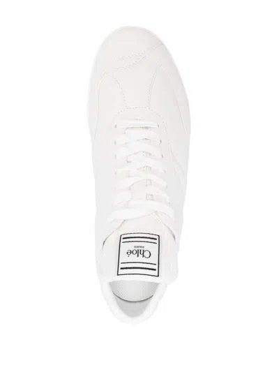 Chloé Womens Winter Wht Kick Brand-patch Leather Low-top Trainers Eur 36 / 3 Uk In White