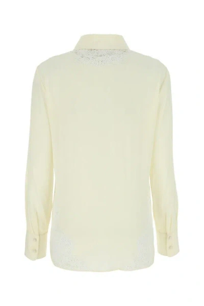 Chloé Ivory Crepe Button-up Shirt In White