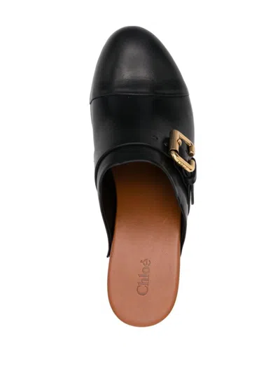 Chloé Jeannette Studded Leather Slingback Platform Clogs In Black