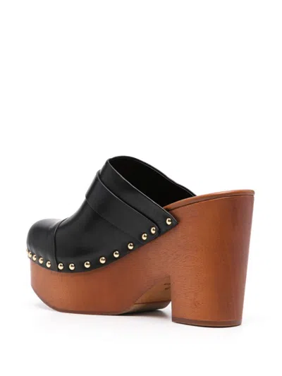 Chloé Jeannette Studded Leather Slingback Platform Clogs In Black