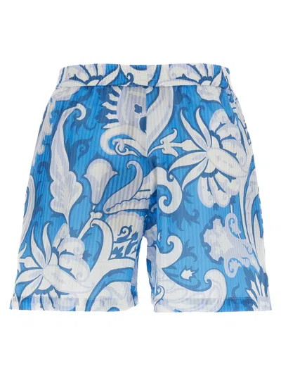 Etro Elastic Waistband Floral Pattern Lightweight Fabric Shorts