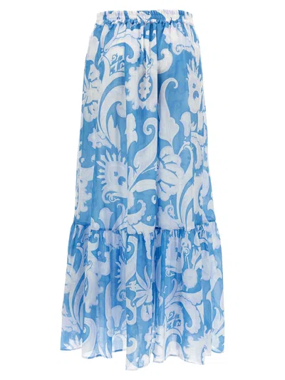 Etro Maxi Cotton Skirt With Contrasting Floral Paisley Print