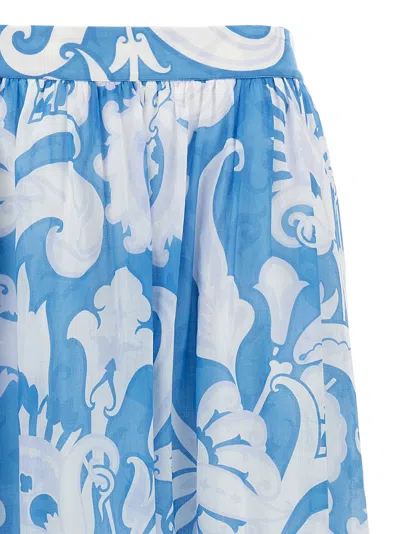 Etro Maxi Cotton Skirt With Contrasting Floral Paisley Print