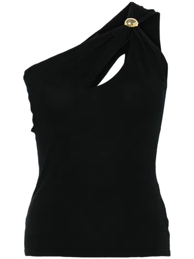 Federica Tosi Jewel Embellished Asymmetrical Neckline Top