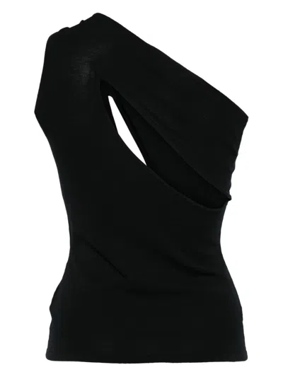 Federica Tosi Jewel Embellished Asymmetrical Neckline Top