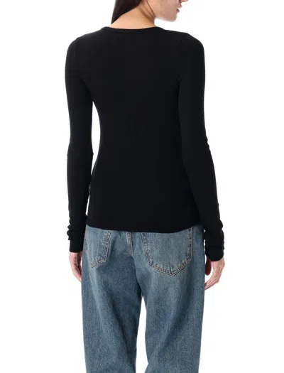 Éterne Long-sleeve Fitted Crewneck Top In Black